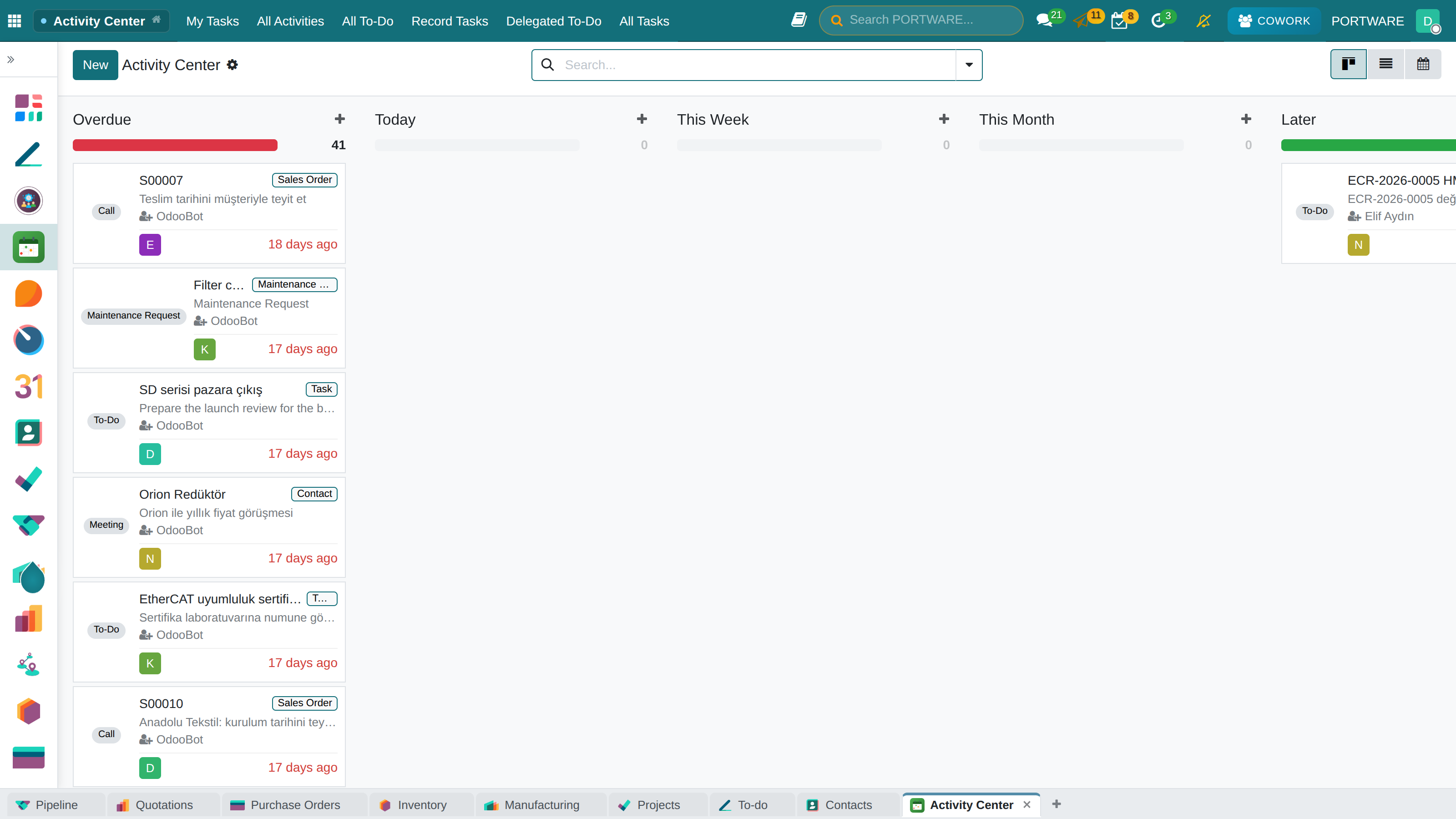 The home screen: the application rail, the top bar and the bottom tab strip