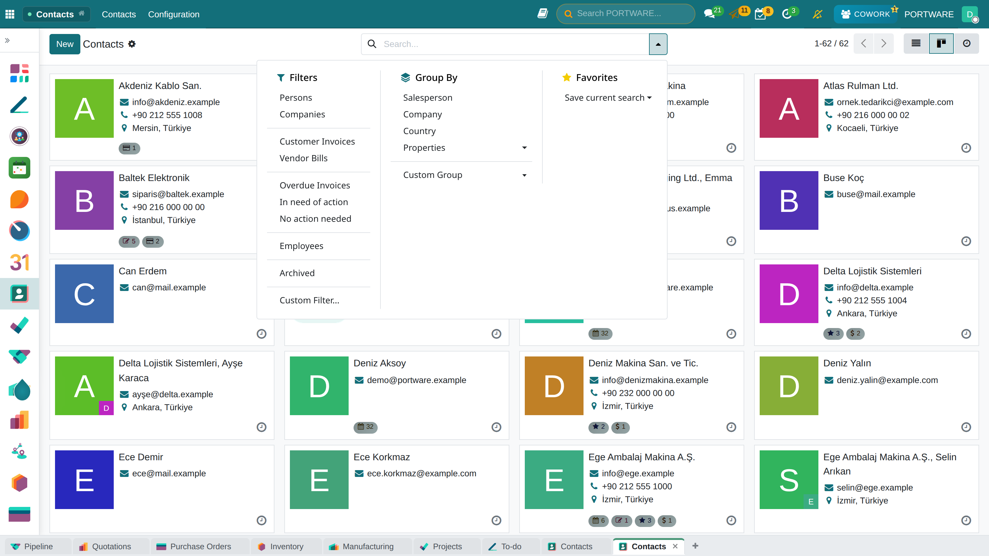 Contact filters — kanban