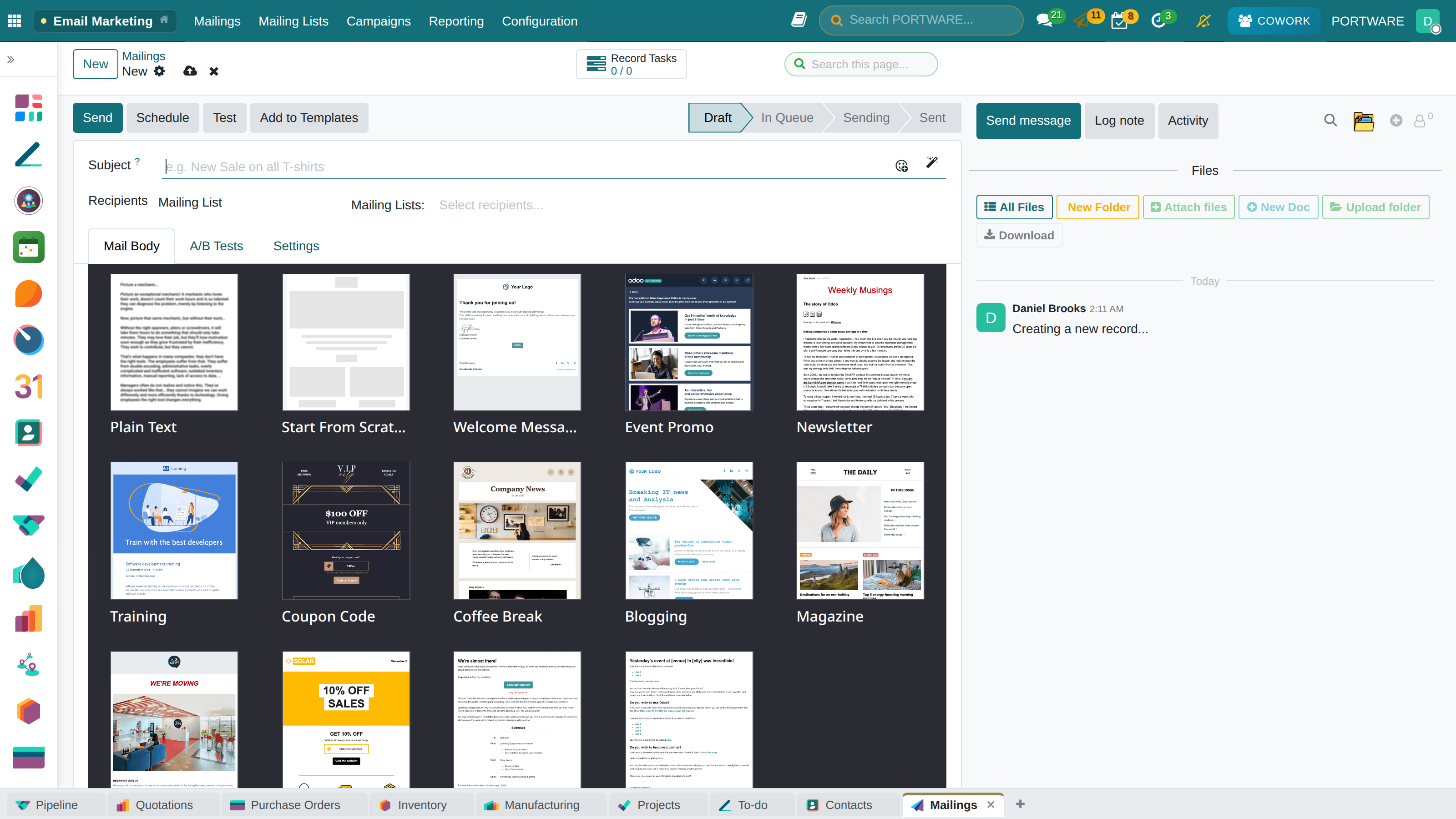 Creating a New E-mail Campaign