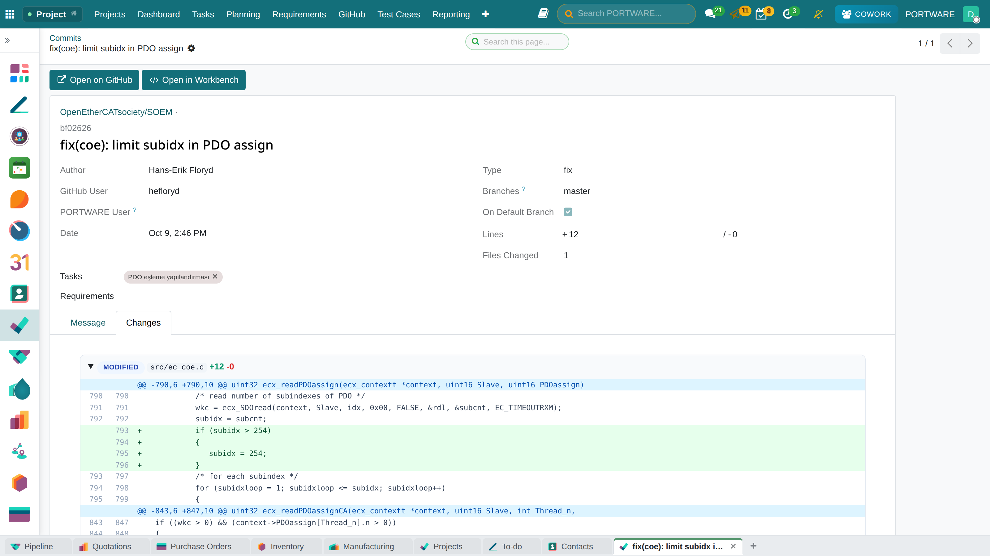 A commit's diff