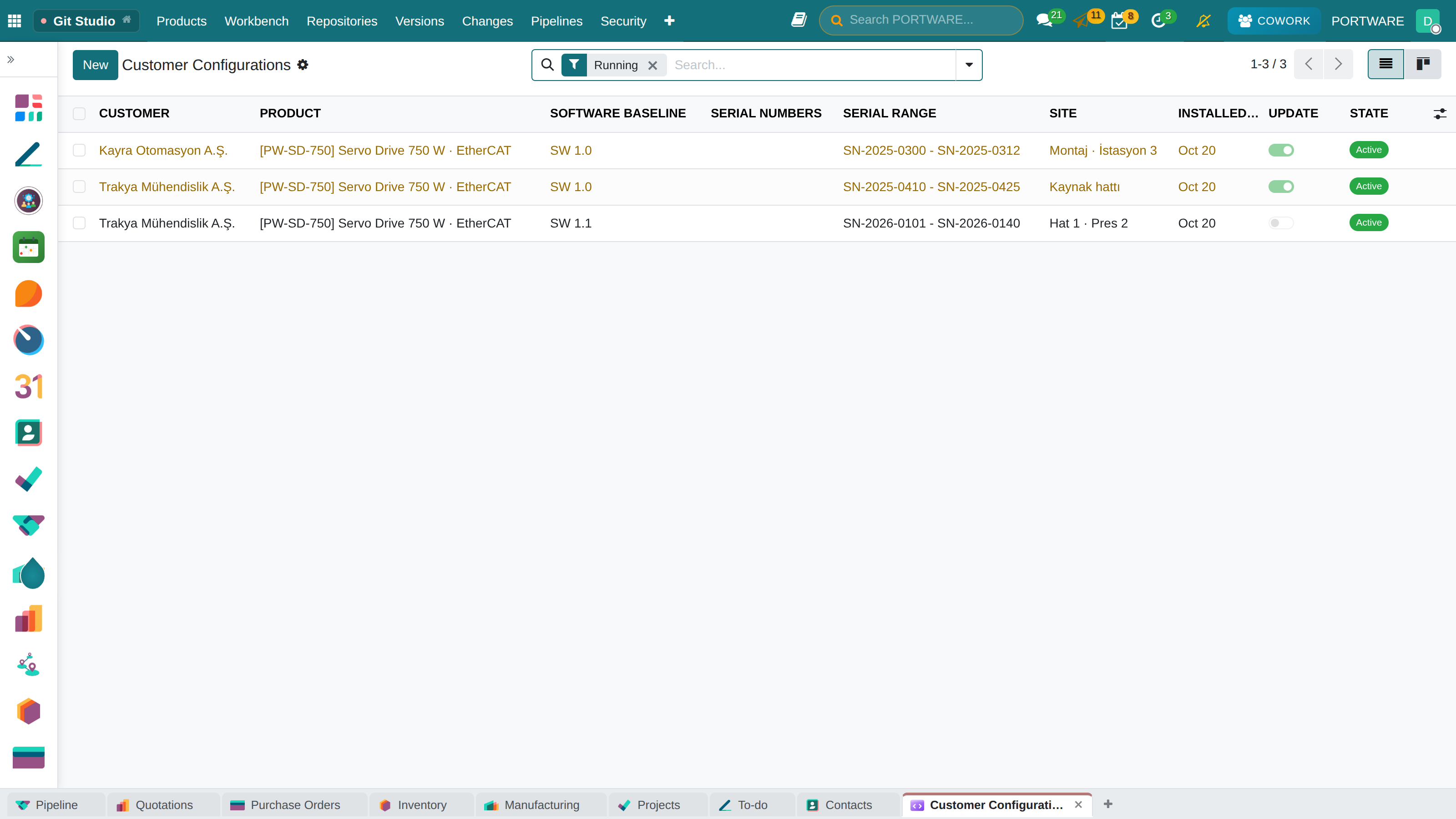 Customer configurations