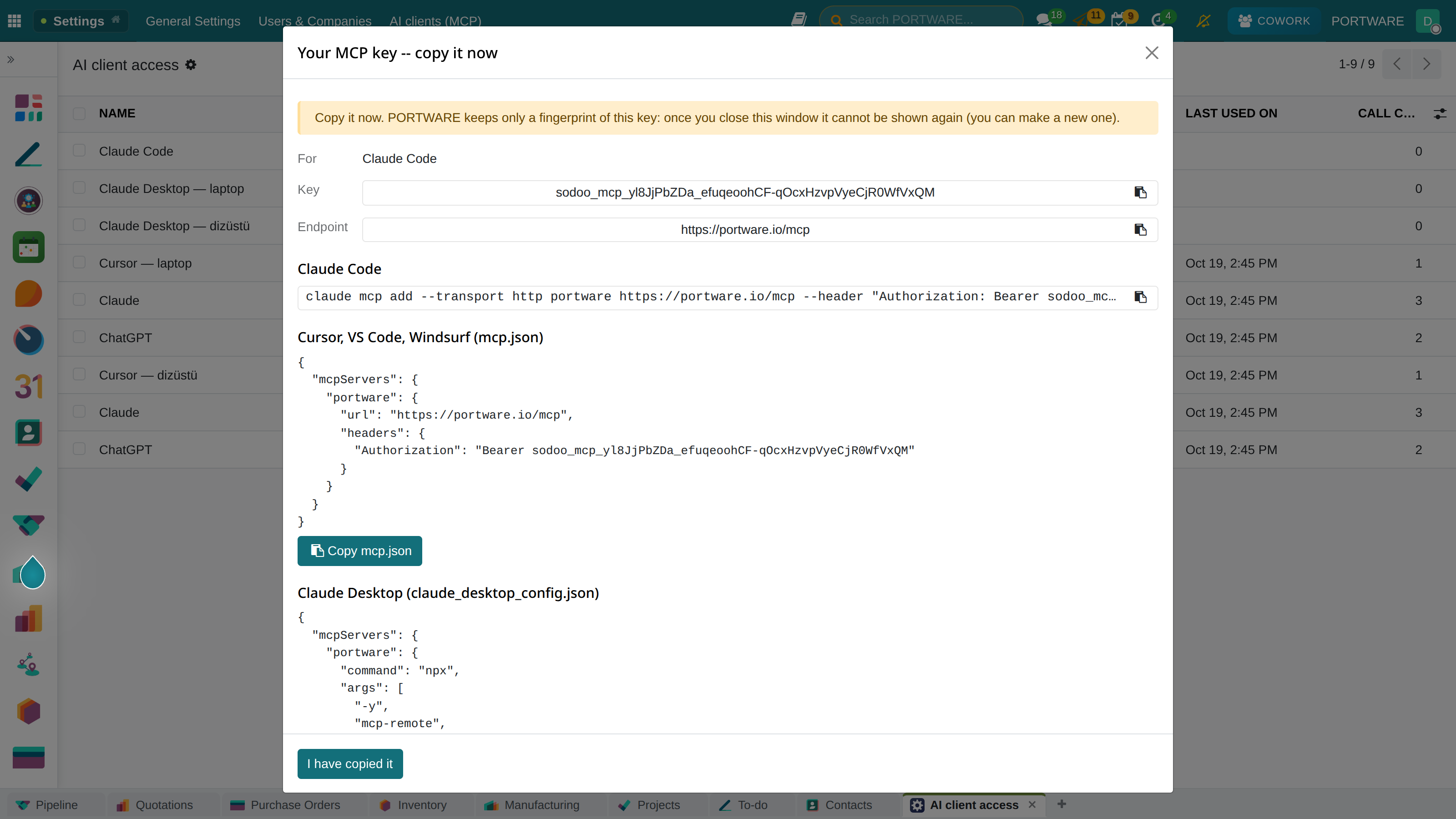 The key window: key, address and ready configuration for Cursor, VS Code and Claude Desktop