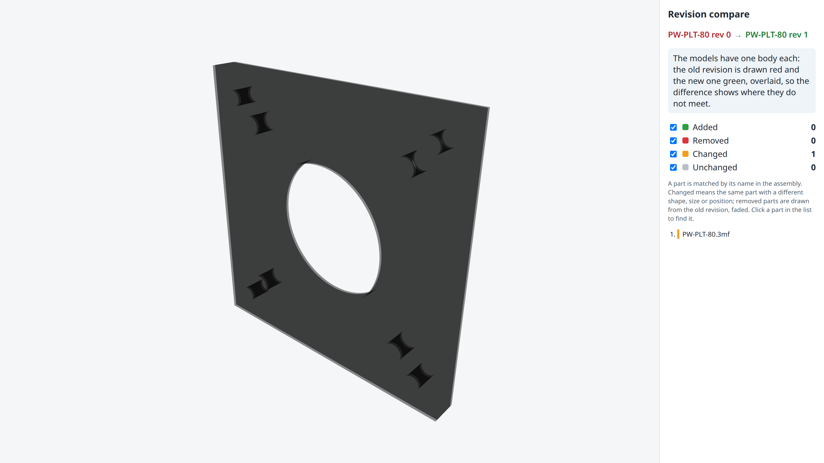 The plate rev 0 and rev 1 in 3D