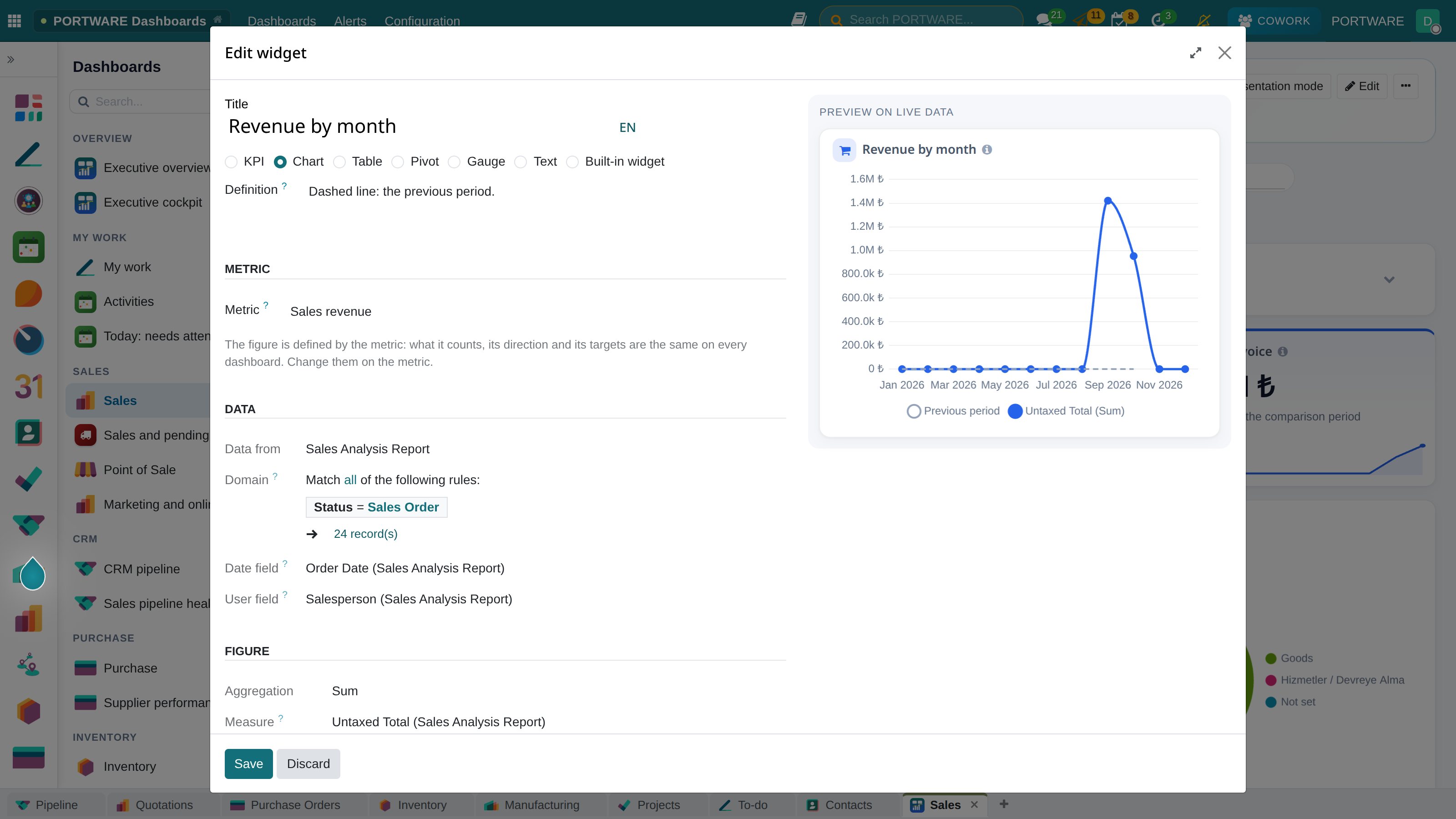Widget editor with live preview