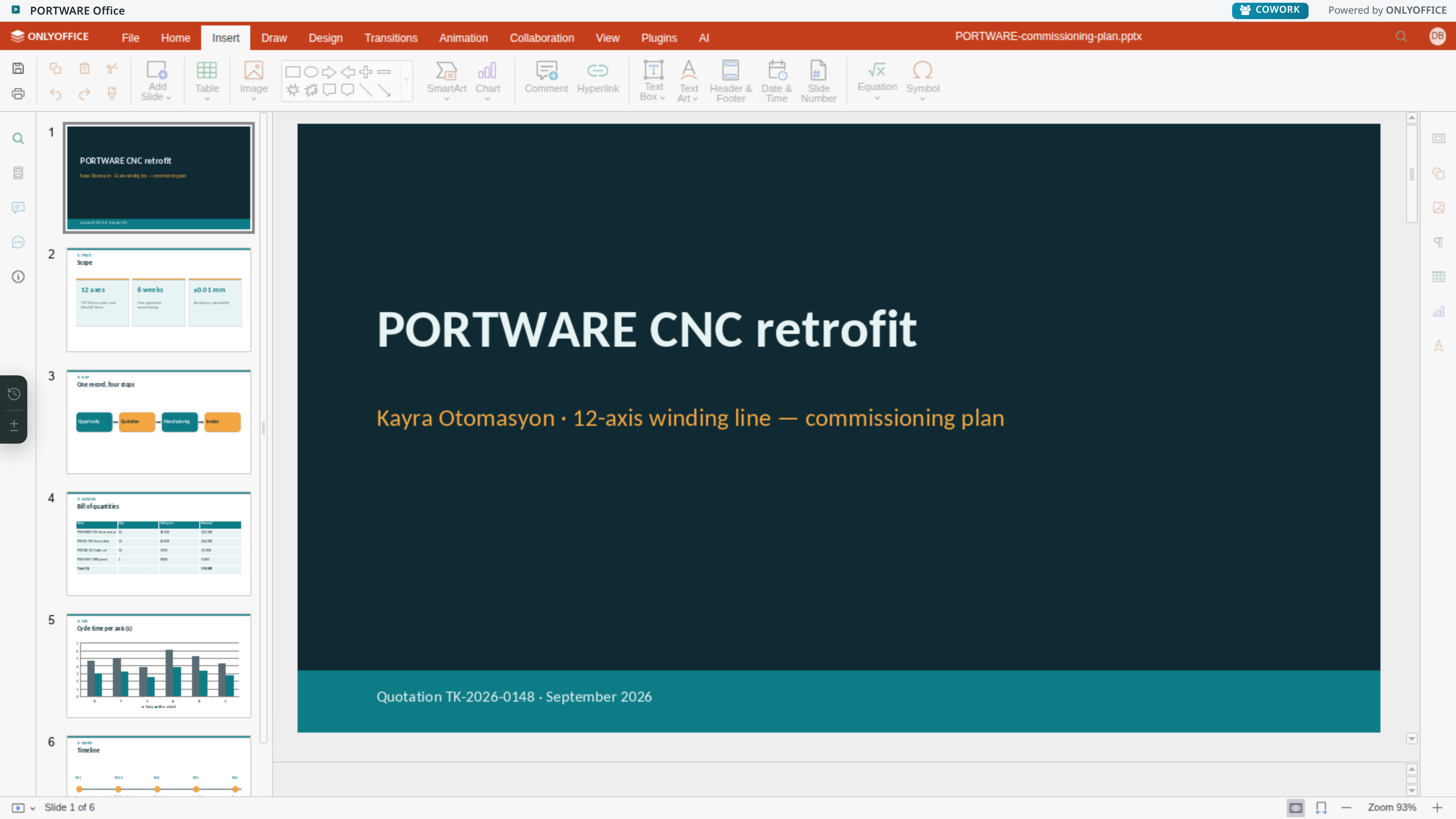 Presentation editor — Insert tab