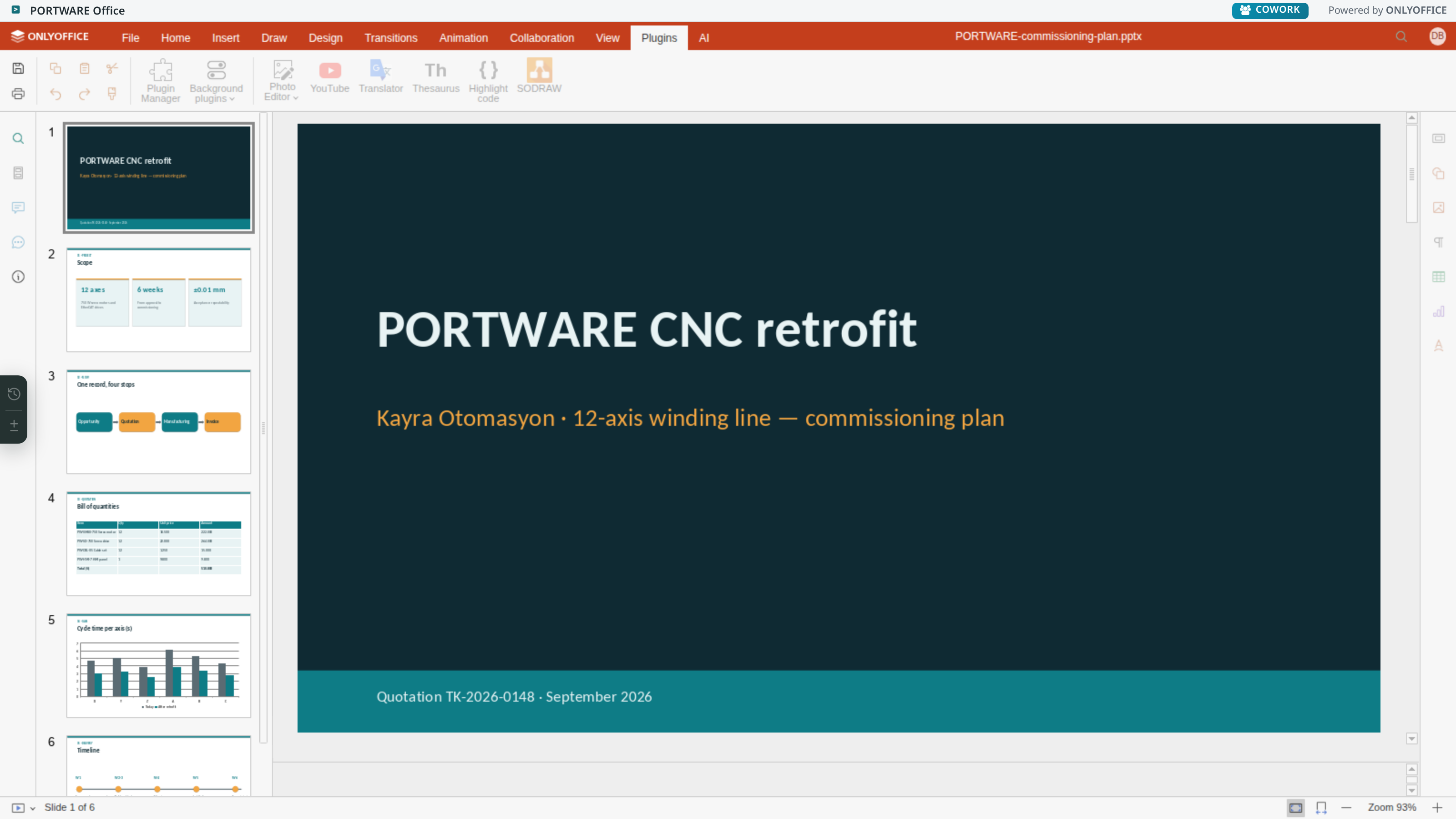 Presentation editor — Plugins tab