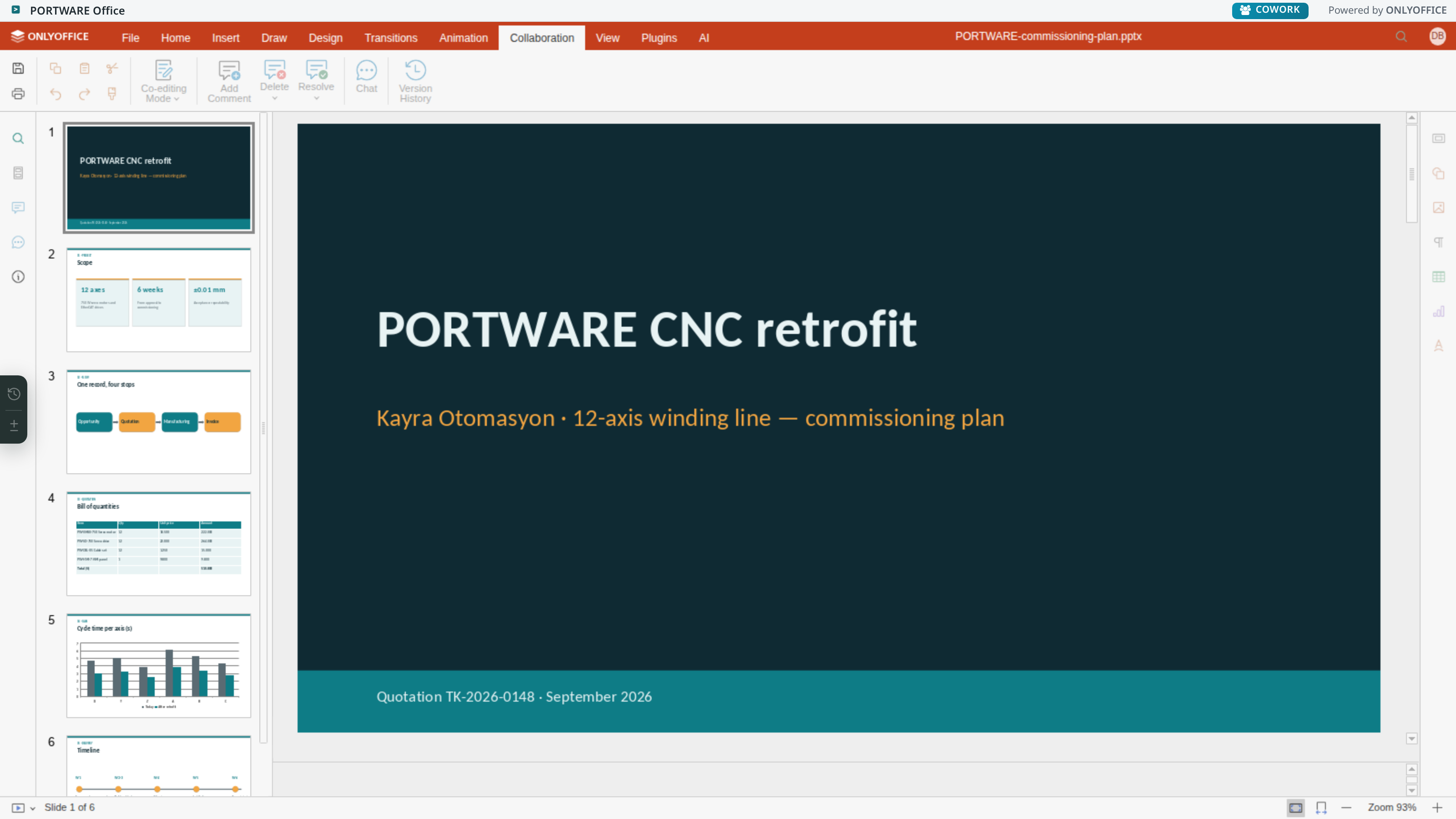 Presentation editor — Collaboration tab