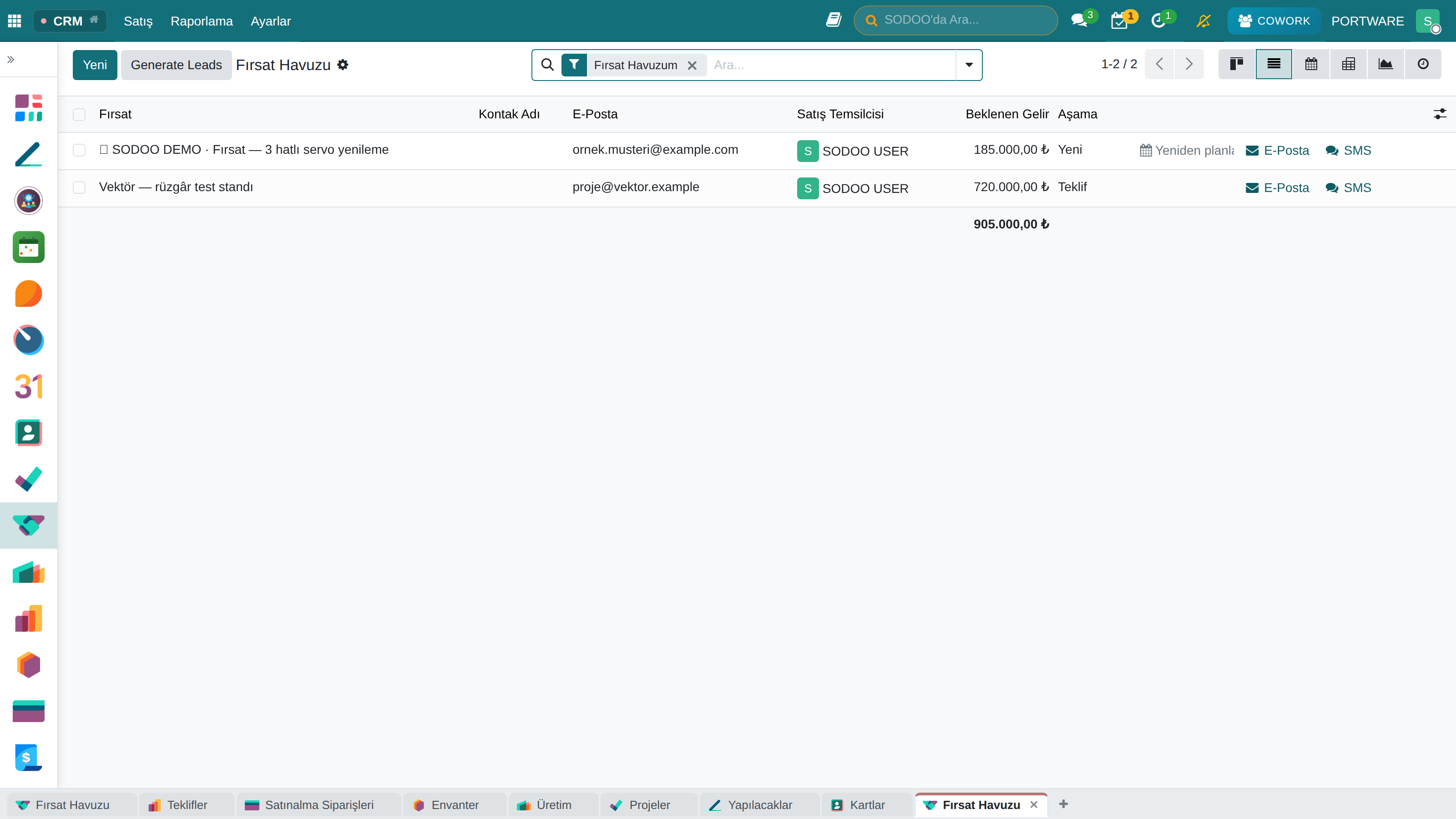 CRM Fırsatlar Listesi