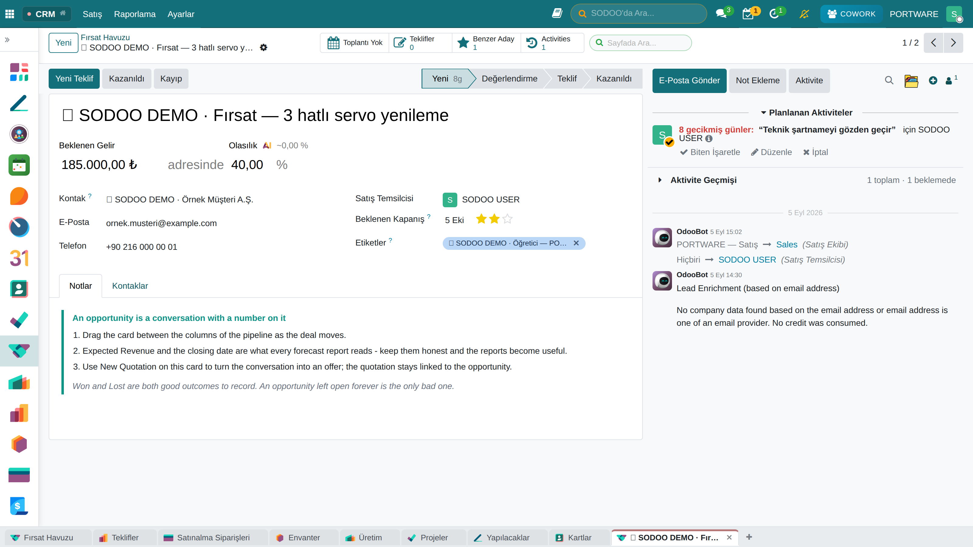 CRM Fırsat Detay Ekranı