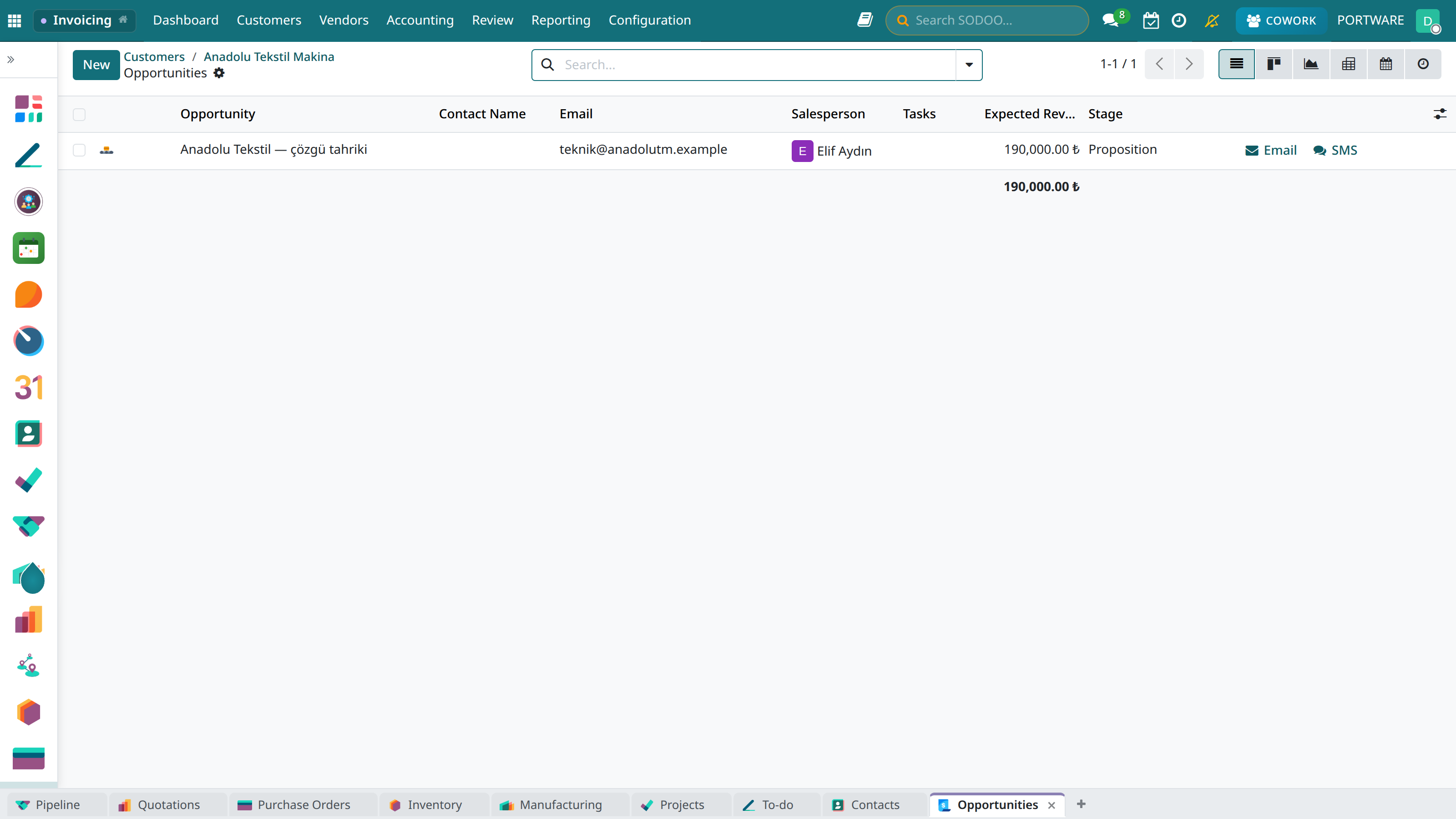Demo Company CRM Opportunities