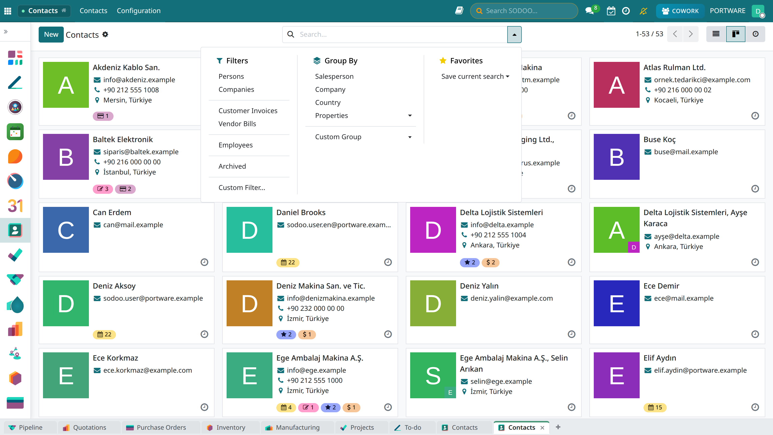 Contact filters — kanban