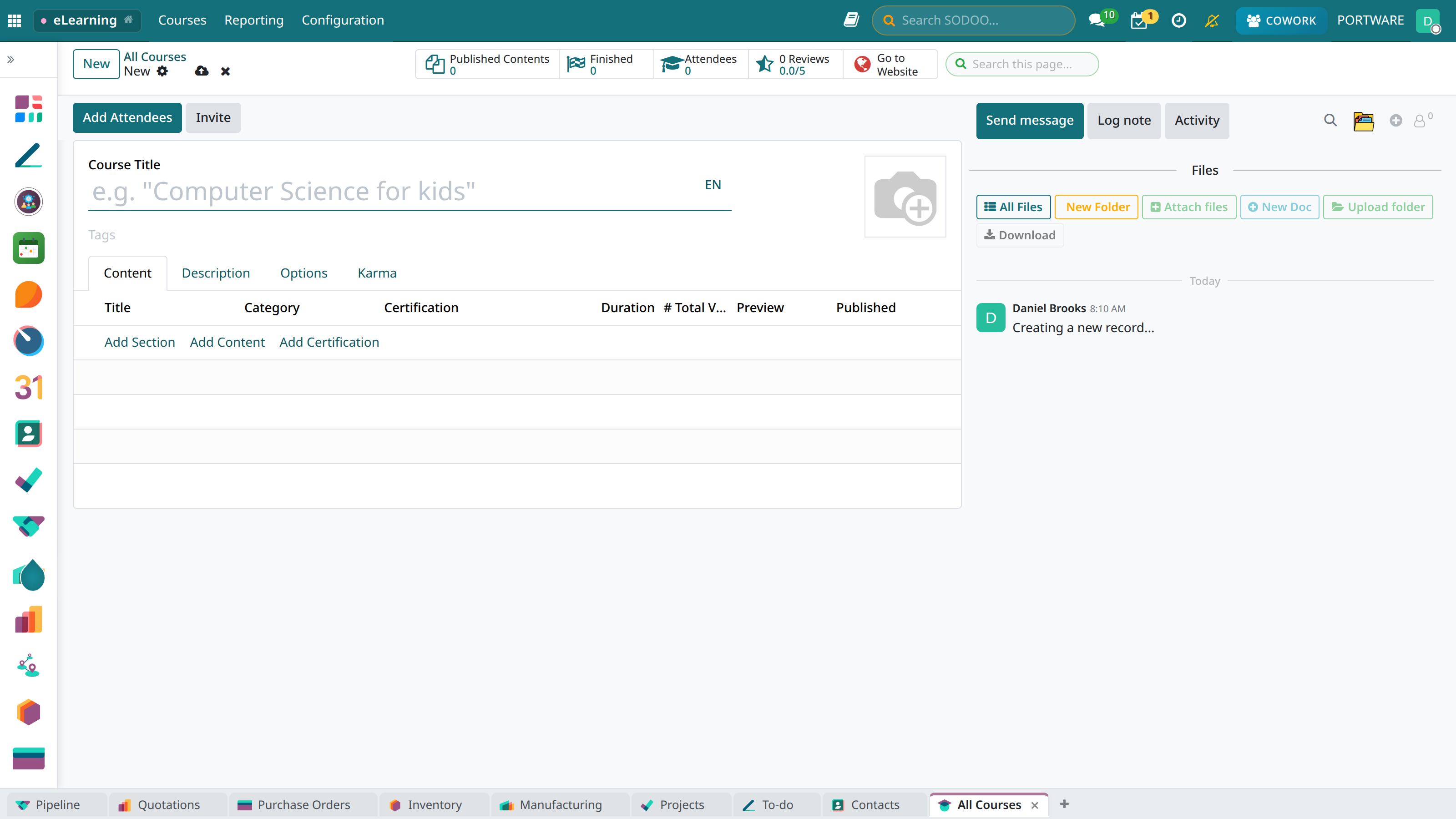 Creating a New Course