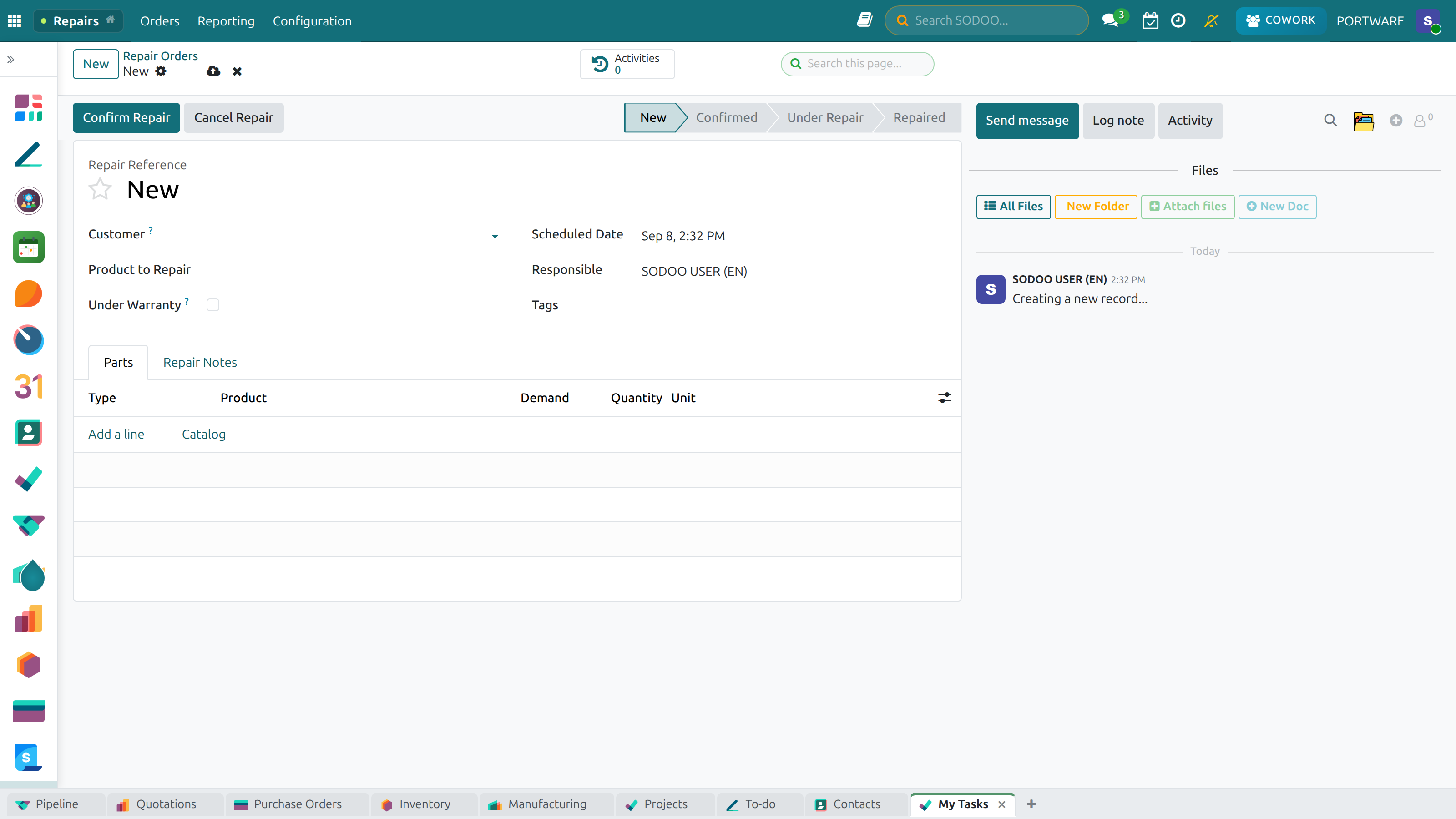 Creating a Repair Order
