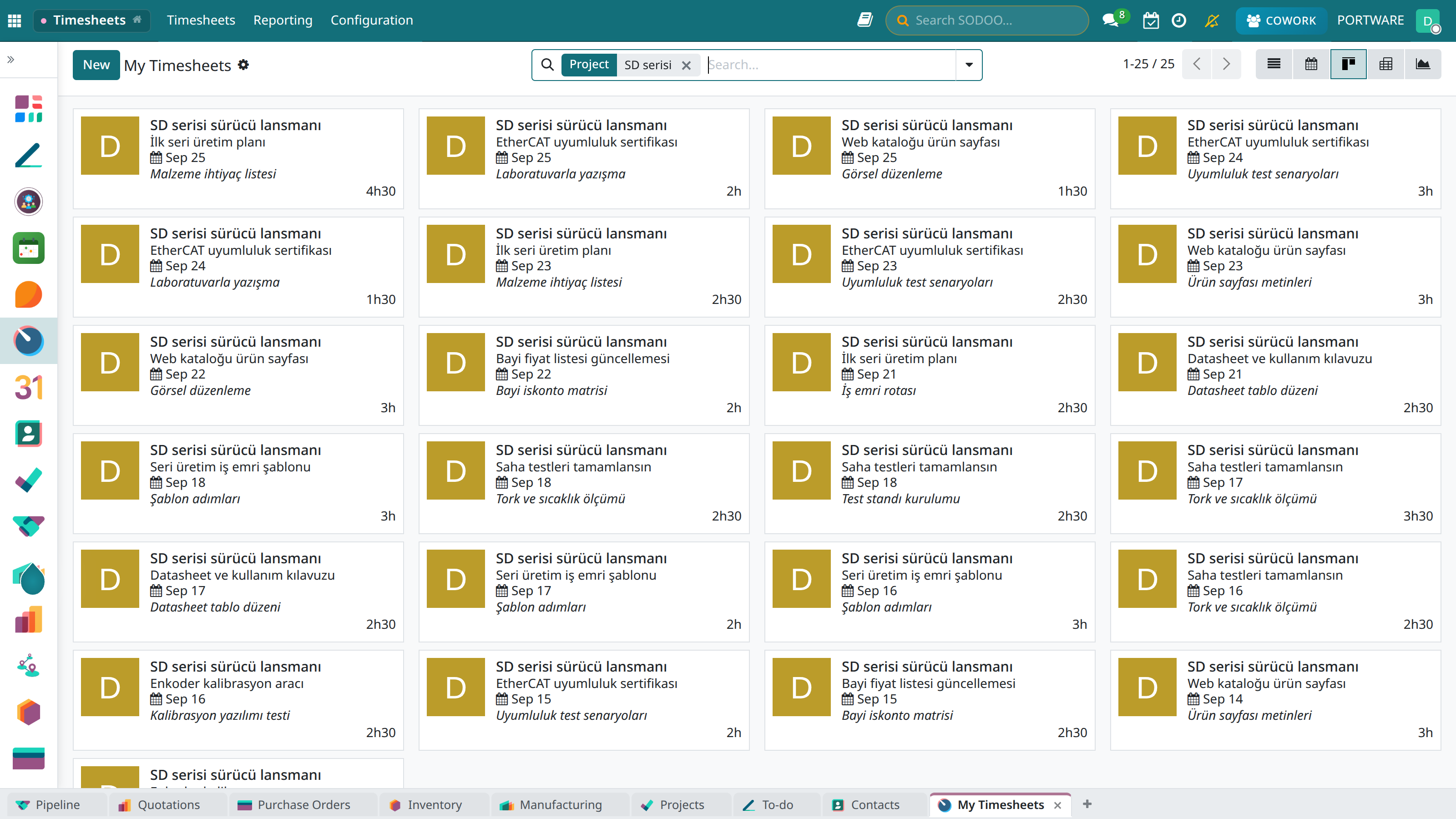 My timesheets — kanban