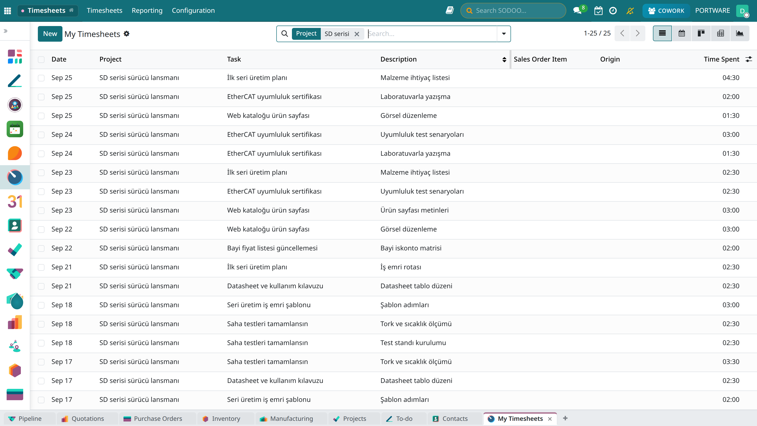 My timesheets — list