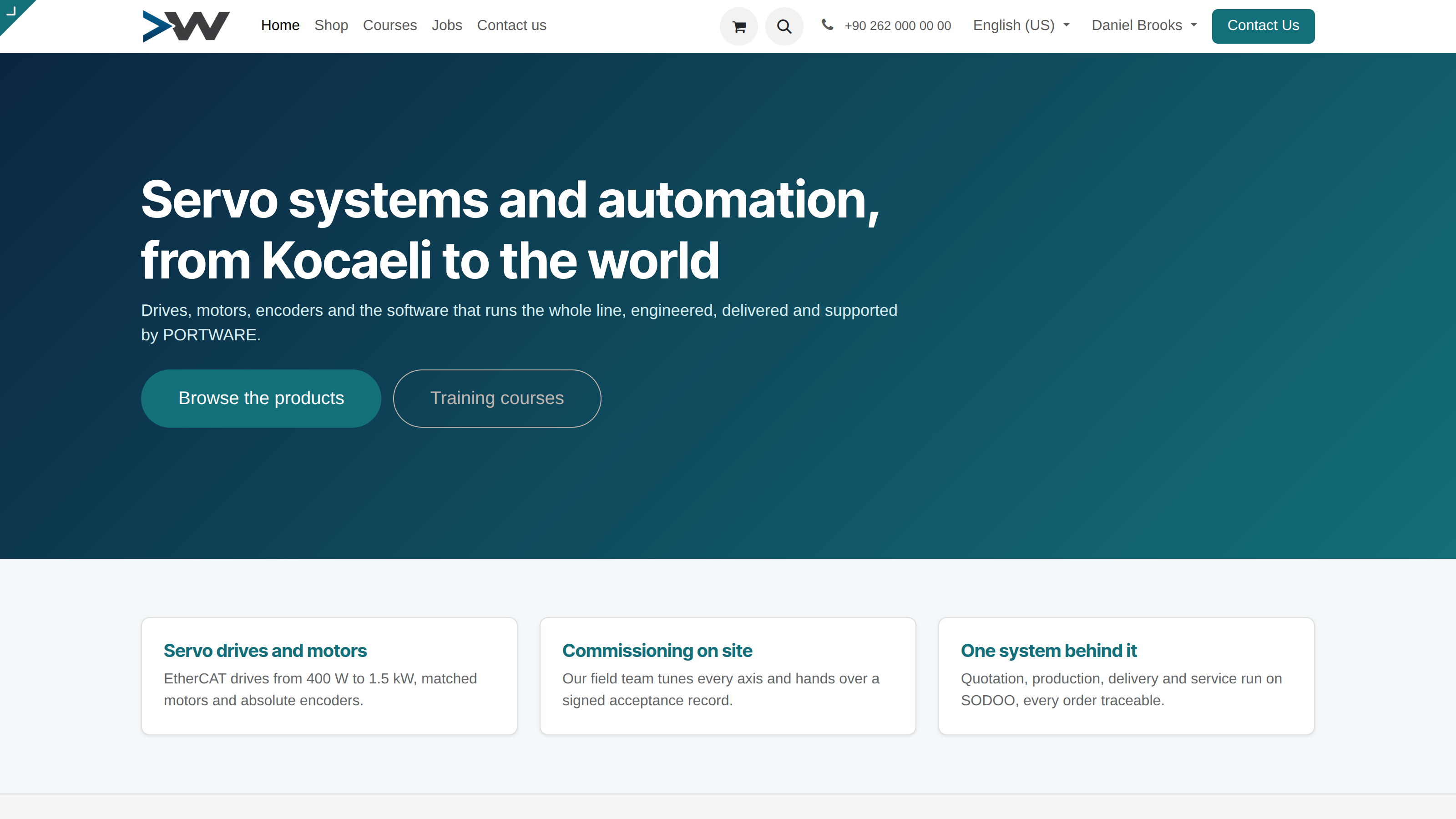 The website home page