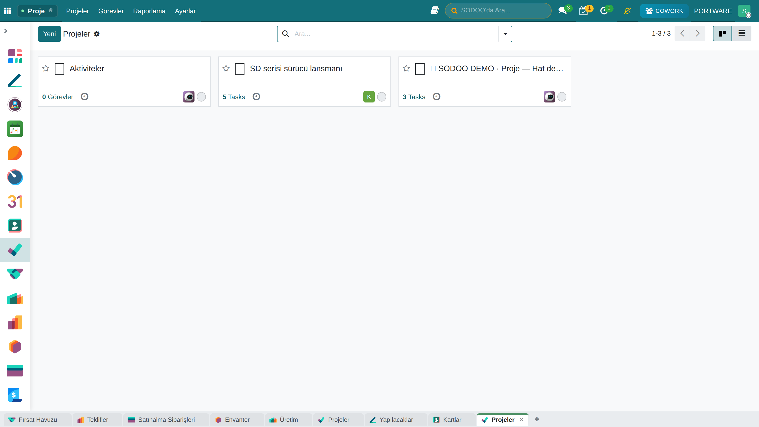Projeler Kanban Görünümü