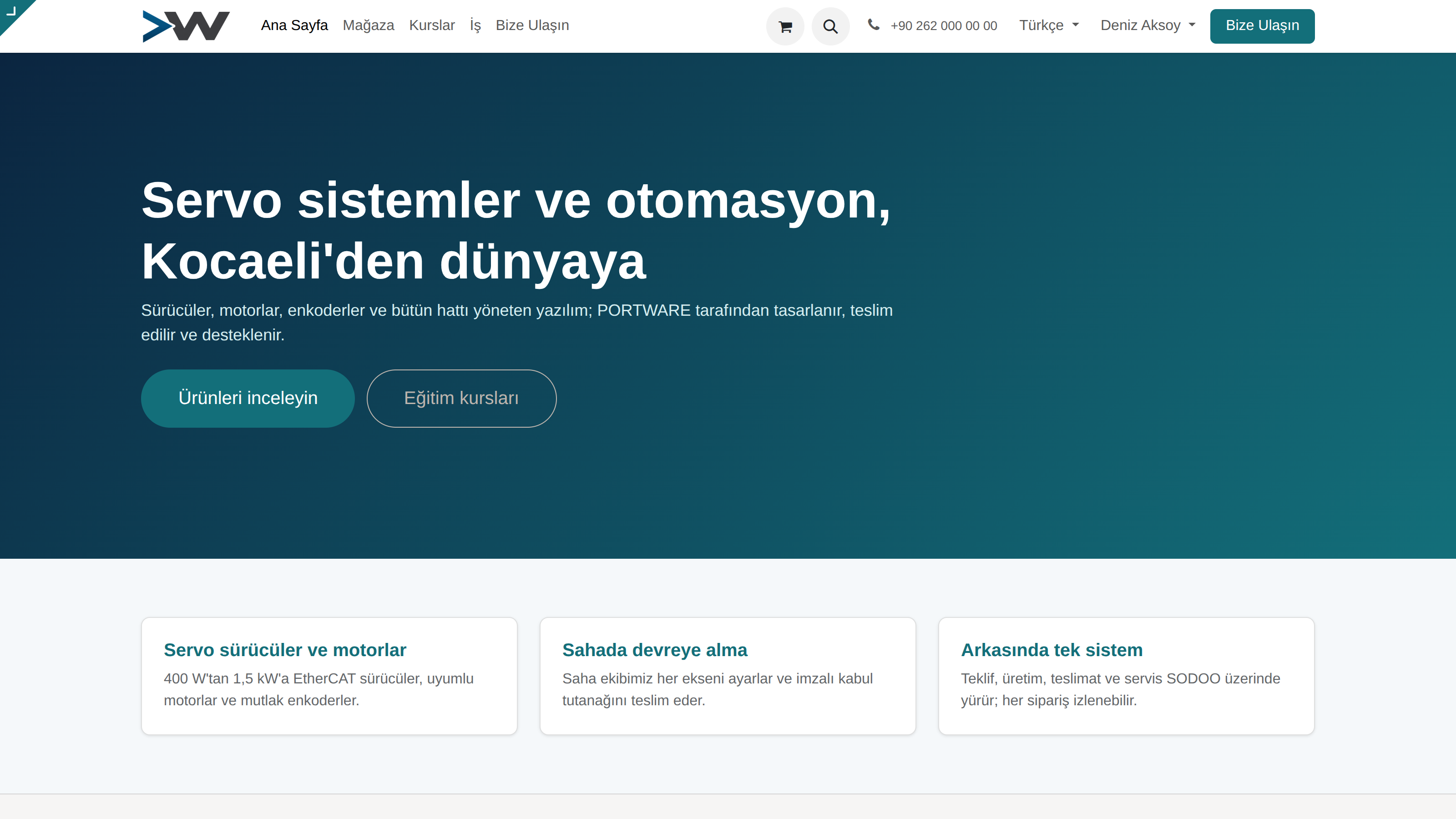 Web sitesi ana sayfası